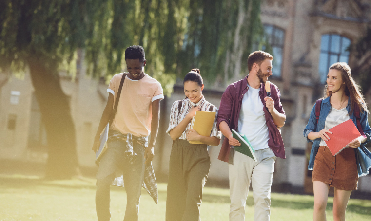 Students Walking Across Campus