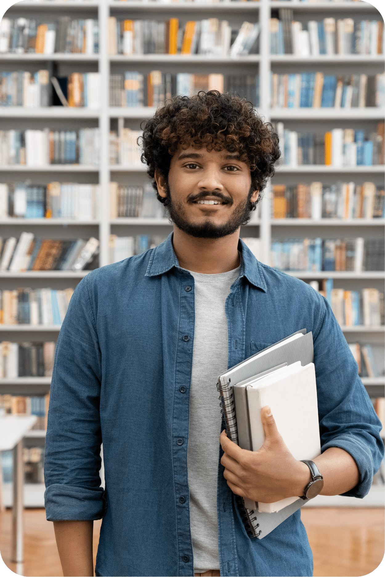 man with books - rounded